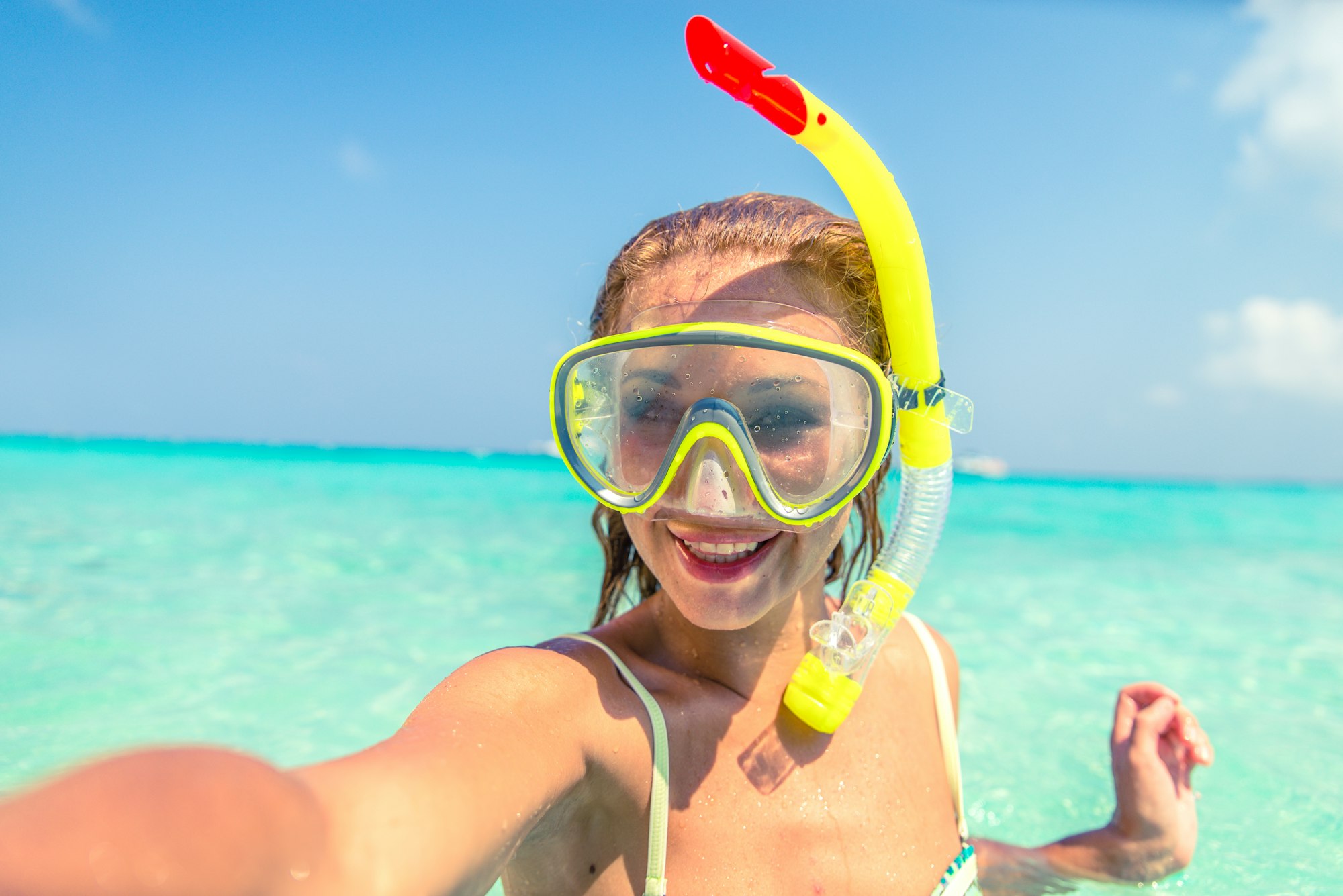 Woman with diving mask